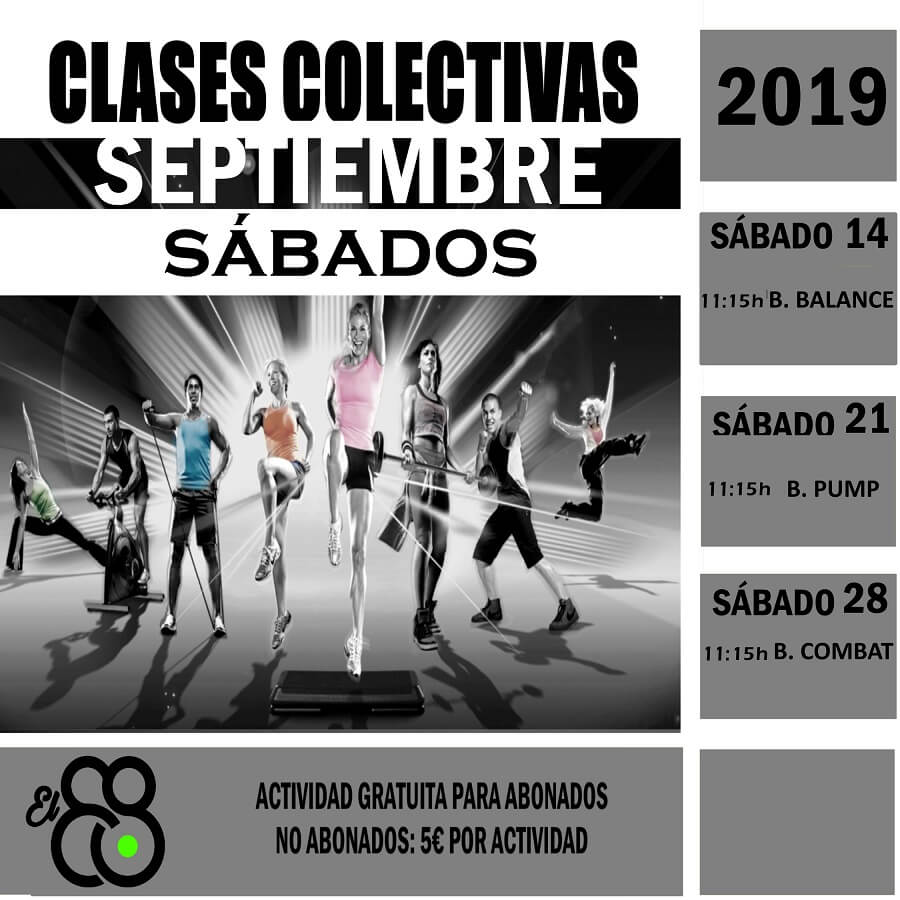 CLASES COLECTIVAS SABADOS SEPTIEMBRE 2019